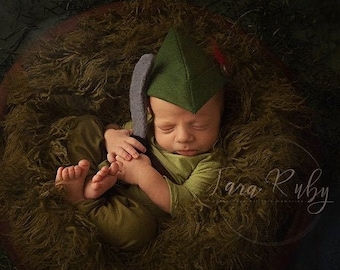 Newborn Boy Infant Halloween Costume Photography Prop for Boy - Babies 1st Halloween Boy Newborn - Peter - Green