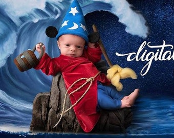 Mickey Mouse Inspired Fantasia Sorcerer's Robe and Shorts - Fantasia - Mickey Mouse for newborn - Costume for Baby Boy - Baby Mickey