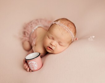 Faux Iced Pink Coffee Drink for Newborn Infant Baby Girl Coffee