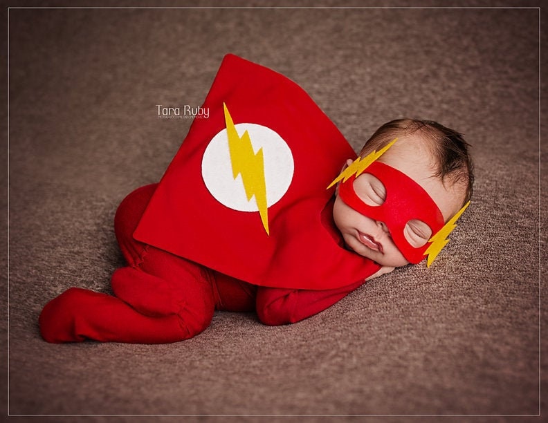 Costume da supereroe Flash per neonato neonato, Fotografia Prop