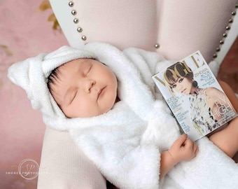 Mini Magazine Photo Prop for Baby Girl - Infanta Photo Prop - Small Book Prop - Spa Day Magazine - Studio Prop for Girl - Small Infant Size