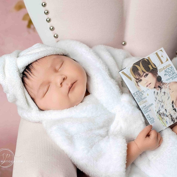 Mini Magazine Photo Prop for Baby Girl - Infanta Photo Prop - Small Book Prop - Spa Day Magazine - Studio Prop for Girl - Small Infant Size