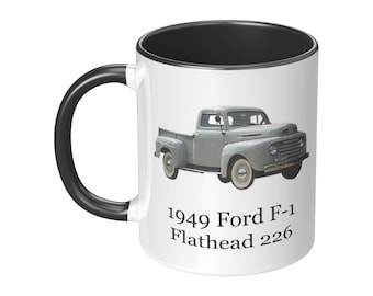 Tazza decorativa da 11 oz, colore grigio betulla, Ford F-1 del 1949, tazza per amanti dei camion classici, tazza regalo per papà, tazza regalo per amanti delle auto, tazza per camion Ford del 1949