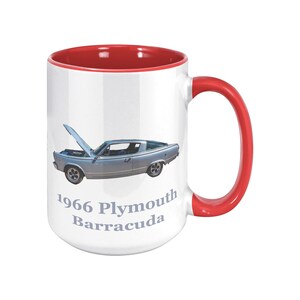 1966 Plymouth Barracuda Muscle Car Photo Mug, Custom Color Handle 15 oz Ceramic Cup, Vintage Car Gift, ORCA Coated Dishwasher Safe image 10