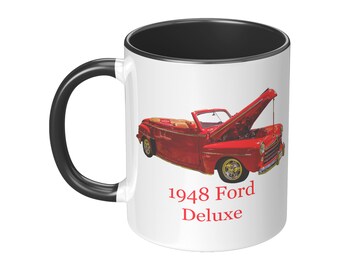 Tazza in ceramica Ford Convertible del 1948, da 11 once, tazza per amanti Ford, tazza per amanti delle auto d'epoca, tazza per amanti delle auto degli anni '40, tazza regalo per papà, tazza regalo per mamma