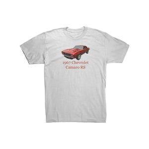 1967 Chevrolet Camaro RS Unisex T-Shirt | Classic Muscle Car Graphic Tee | Vintage Chevy Camaro Shirt | S-3XL, White, Gray, Navy
