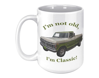 Tazza da 15 once con scritta Ford F250 Classic Pickup del 1971 / Tazza da caffè a forma di camion d'epoca / Regalo automobilistico per amanti e collezionisti di auto