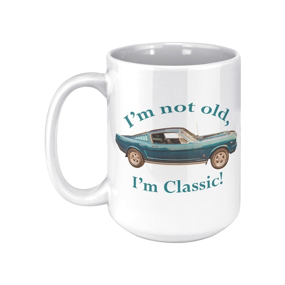 1965 Ford Mustang Fastback Mug - 15 oz mug - Classic Car Lover Gift - Retro  Auto Coffee Cup - Muscle Car Art for Car Enthusiasts