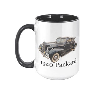1940 Packard Coupe, 15 oz coffee mug, 1940s cars, classic Packard mug, classic American cars, Packard gift mug, Vintage Packard coupe gift