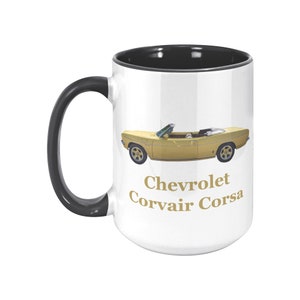 Chevrolet Corvair Corsa Mug, 15 oz ceramic mug, gift mug for dad, gift mug for classic car lovers, Chevy Lovers Mug, Corvair Lovers Mug