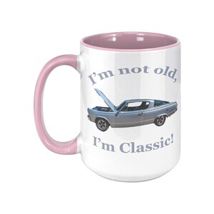 1966 Plymouth Barracuda Muscle Car Photo Mug, Custom Color Handle 15 oz Ceramic Cup, Vintage Car Gift, ORCA Coated Dishwasher Safe image 7