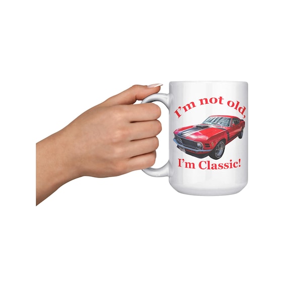 15oz Mustang Boss 302 Ceramic Mug - 1970 Red Muscle Car Coffee Cup w/ Color  Handle Options - Microwave & Dishwasher Safe