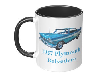 1957 Plymouth Belvedere Sport Coupe, 11 oz mug, Classic Car Lovers Mug, Gift Mug for Classic Car Lovers, 1950s cars mug, MOPAR Gift Mug