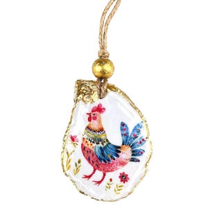 Chicken Farmhouse Oyster Shell Ornament