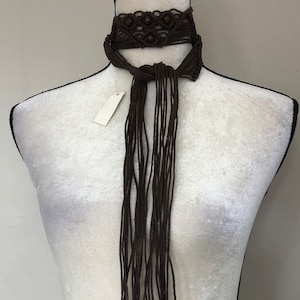 1970's Vintage Brown Hippie Macramé Belt with Wooden Beads