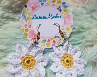 Handmade crochet Daisy earrings