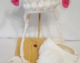 Crochet Lambs Photo Prop Set For 0-3 Month Old