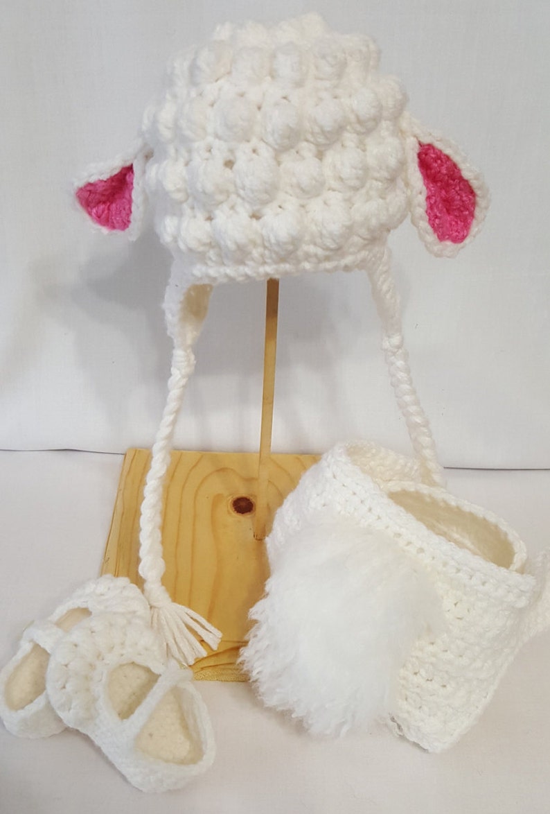 Crochet Lambs Photo Prop Set For 0-3 Month Old