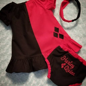 Harley Quinn Childs Peasant Dress Outfit For Any Occasion/ Harley Quinn Outfit/ Peasant Dress Outfit/ Original Harley Quinn Outfit image 2