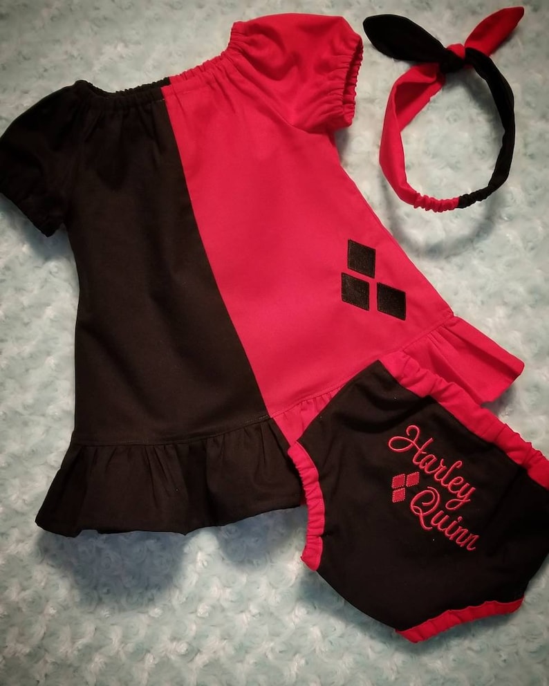 Harley Quinn Childs Peasant Dress Outfit For Any Occasion/ Harley Quinn Outfit/ Peasant Dress Outfit/ Original Harley Quinn Outfit image 2