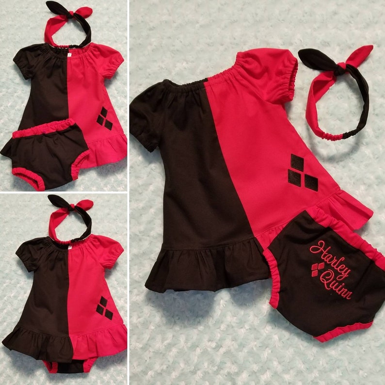 Harley Quinn Childs Peasant Dress Outfit For Any Occasion/ Harley Quinn Outfit/ Peasant Dress Outfit/ Original Harley Quinn Outfit image 1