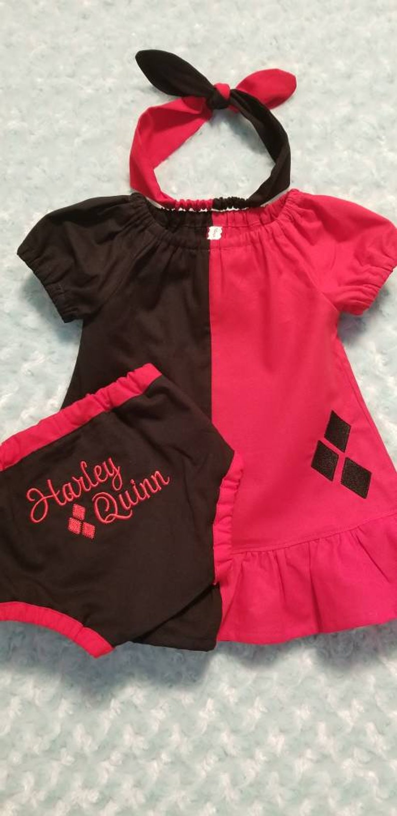 Harley Quinn Childs Peasant Dress Outfit For Any Occasion/ Harley Quinn Outfit/ Peasant Dress Outfit/ Original Harley Quinn Outfit image 4