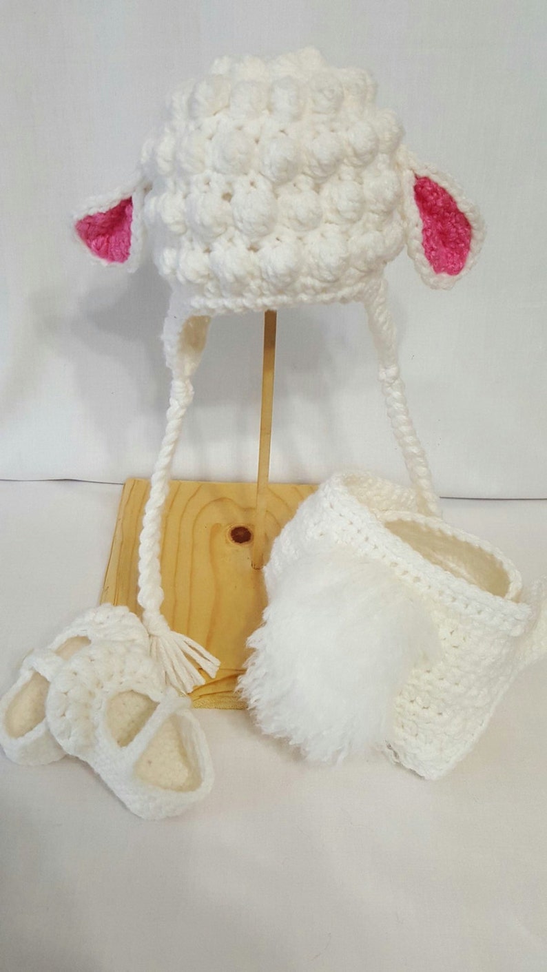 Crochet Lambs Photo Prop Set For 0-3 Month Old