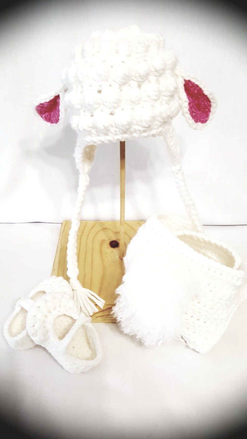 Crochet Lambs Photo Prop Set For 0-3 Month Old
