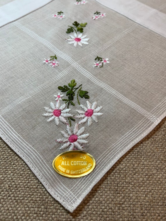 Daisy Handkerchief Embroidered Sheer Batiste Cott… - image 3
