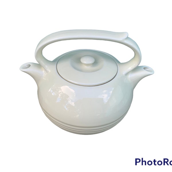 Invento Products Teapot Hall Ivory Twin Spout Porcelain Teapot  Unique Double Chamber