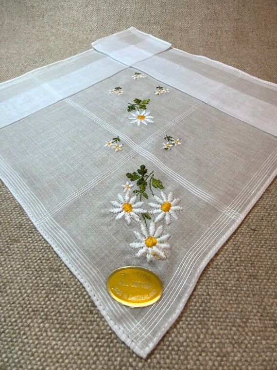 Daisy Handkerchief Embroidered Sheer Batiste Cott… - image 9