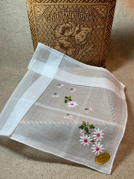 Daisy Handkerchief Embroidered Sheer Batiste Cott… - image 2