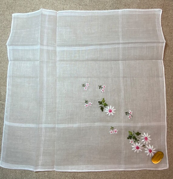 Daisy Handkerchief Embroidered Sheer Batiste Cott… - image 4