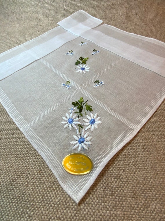 Daisy Handkerchief Embroidered Sheer Batiste Cott… - image 6
