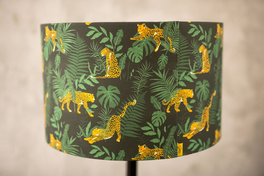 Leopard Lampshade Jungle Drum Lampshade Green Lampshade Etsy