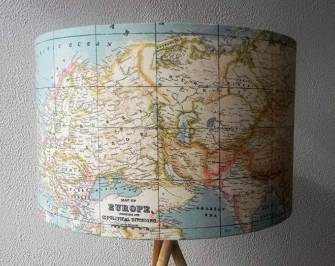 Drum Lampshade With World Map, World Map Lampshade Etsy