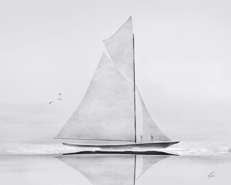 Schooner 8 x 10 nautical sailing ship schooner art painting image 1