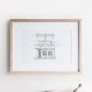 1800 ラザニア // ソーンベリー レストラン // イラスト プリント アート // オーストラリア建築図面 // メルボルン // ノースコート