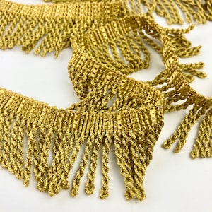 Gold yellow fringe by yard -  1 3/8&quot; or 3.5cm upholstery trim - upholstery/curtain/lampshade trim tape - vintage fringe supply