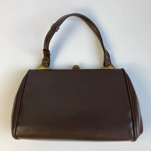 70s leather handbag in brown| Vintage classic brown top handle bag