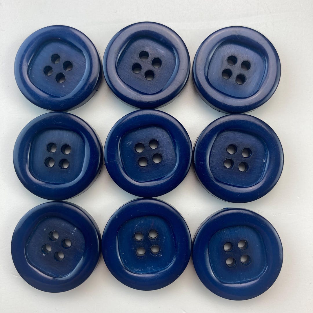 Set of 9 Vintage Blue Plastic Buttons: 27mm Retro Sewing Supply - Etsy