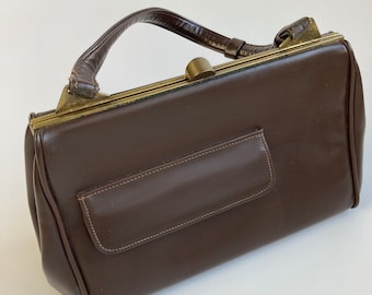 Sac brun chocolat | sac à main vintage à poignée sur le dessus | Cartable rétro classique