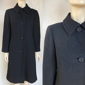 Women&#39;s elegant black coat size M/L, custom made, fully lined coat for women from 1980s