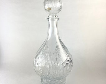 Crystal decanter by Oberglas Austria, Nordic style, Tree Bark line, 1970s barware, vintage lover gift