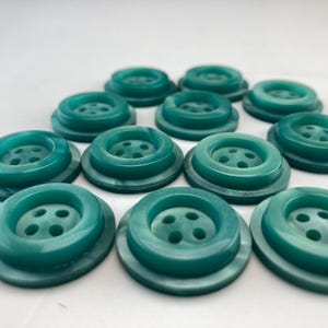 6 buttons 23mm/0.9&quot;, 4 hole green with shine plastic buttons, retro sewing supply, coat, blazer or cardigan buttons