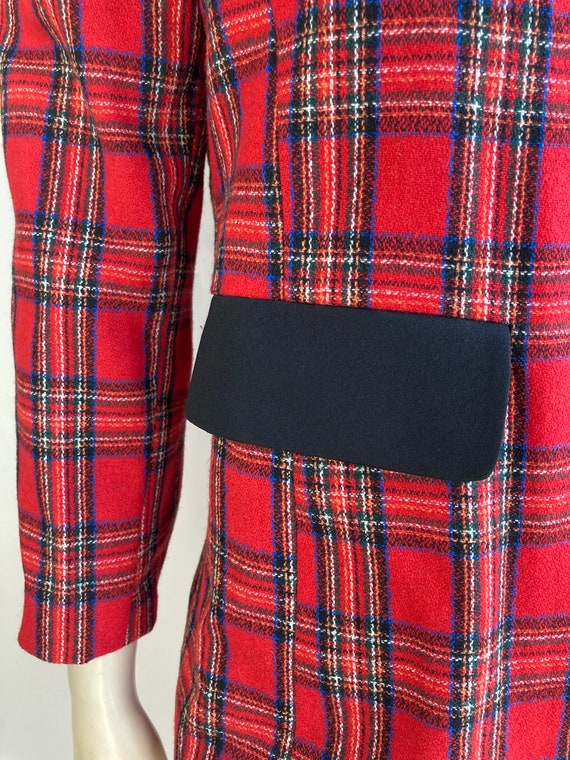 Red checked blazer with black buttons and details… - image 10