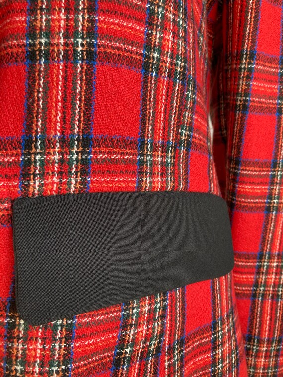 Red checked blazer with black buttons and details… - image 9