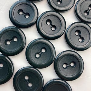 Black buttons 20mm - 6/8&quot;, 4 hole black plastic buttons, retro sewing supply, blouse, shirt, blazer, cardigan