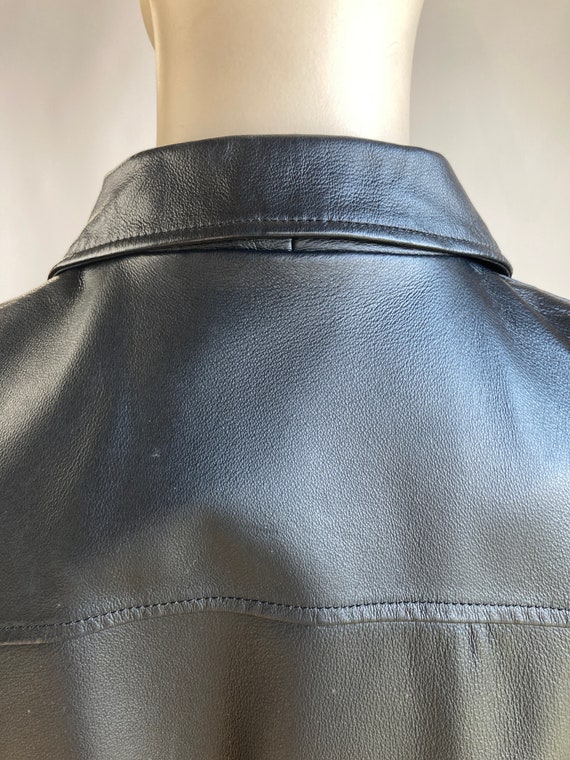 Real leather jacket size 44 in black with shoulde… - image 10