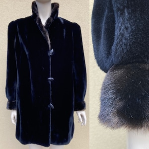 Borgazia faux fur coat S/M in black, vintage fur coat for women from 1980s